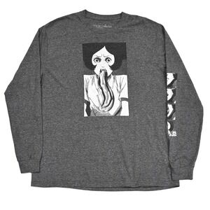 Ripple Junction Junji Ito Slug Girl Horror Manga‎ Graphic T Shirt L/S Large Gray